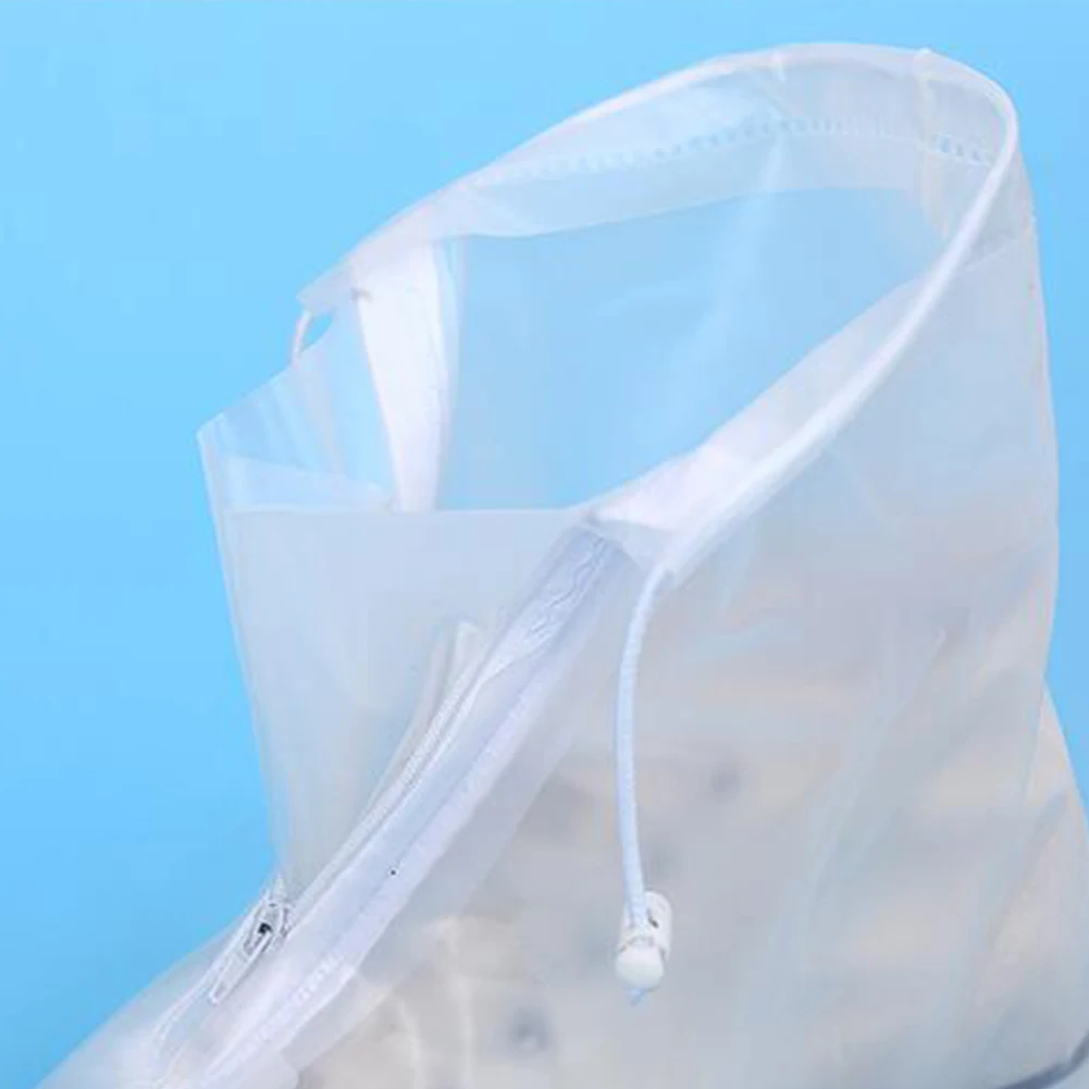 

1pair Waterproof Protector Shoes Boot Cover Unisex Zipper Rain Shoe Covers High-Top Anti-Slip Rain Shoes Cases