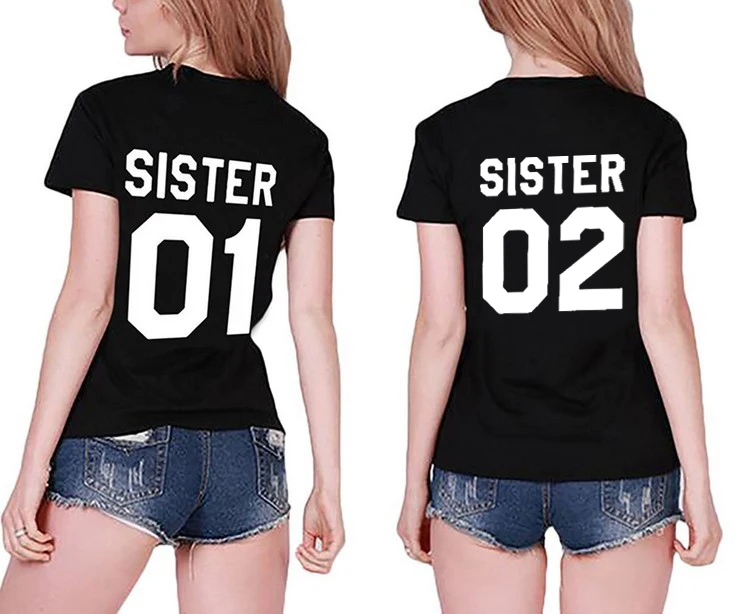 ZOGANKI женская модная летняя футболка с лучшими друзьями SISTER 01 SISTER 02 футболка с коротким рукавом повседневные женские футболки топы