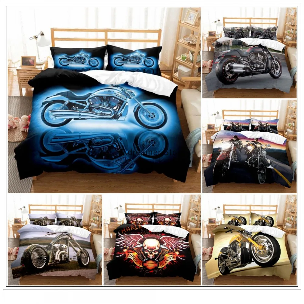 

Роскошные комплекты постельного белья 3D с принтом "мотоцикл", удобный гоночный автомобиль, детский пододеяльник, наволочка для взрослых, по...