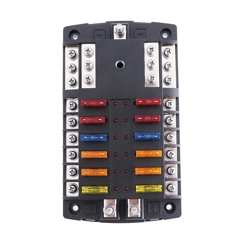 

32V 200A 6 Way 12 Way Waterproof Fuse Box With LED Indicator Light Fuse Plate For Ships Cars Trucks Ships