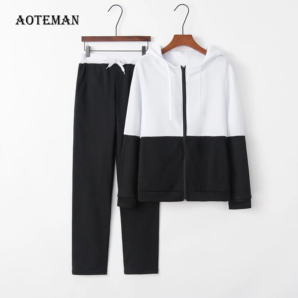 Осенне зимние женские спортивные костюмы 2019 Повседневный пуловер с длинным