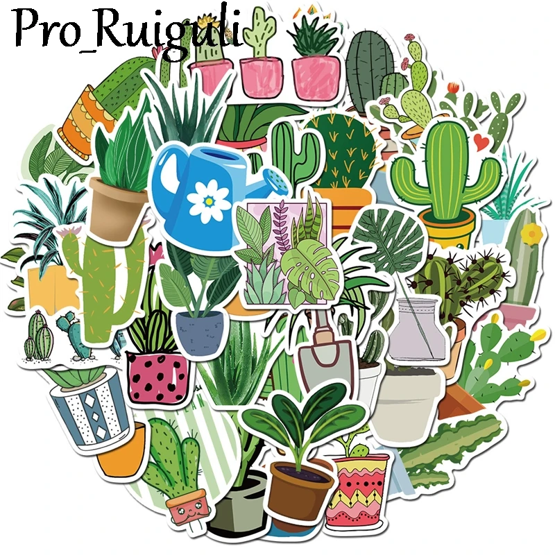 

45pcs Green plants cactus Scrapbooking Stickers Packs Waterproof Luggage Motorcycle Guitar Graffiti Kid Toy decals pasters gifts