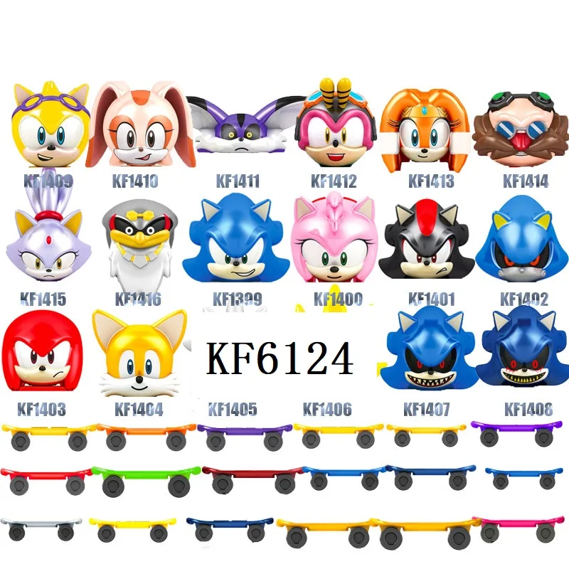 

Building Blocks Super Series Sonicing Amy Rose Ray Storm Shadow Bricks Action Figures Head Toys For Children KF6123 KF6124