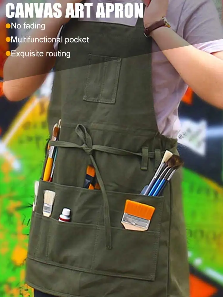 

Workshop Aprons 9 Pocket Waterproof Dustproof Utility with Bucket Aprons for Arts Gardening Work Repair Painting
