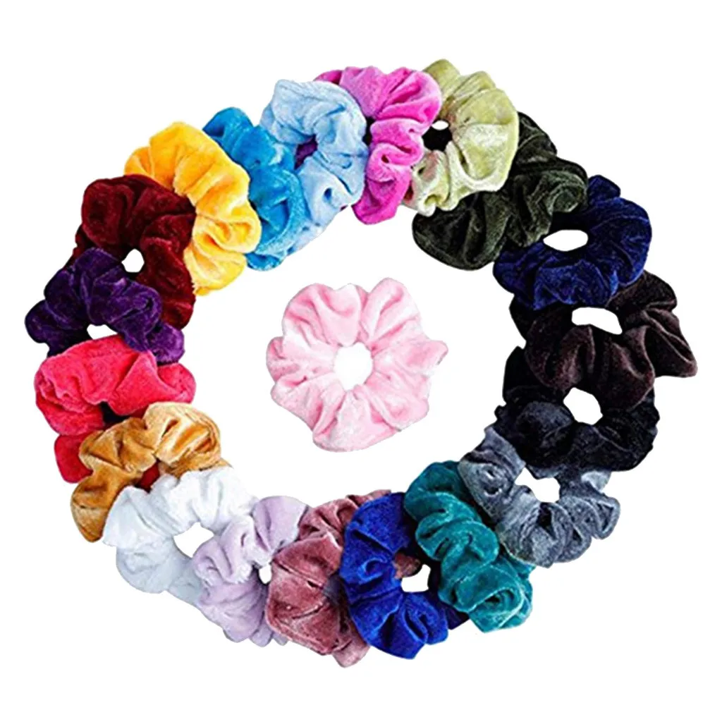 

Velvet Scrunchie Hairband For Women Girls 20 Pcs Headwear Solid Rubber Hair Ties Ponytail Holder Scrunchies Hair Accessories