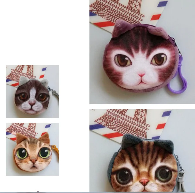

Cute 1Piece Cheap Little 8CM Mini Plush purse Bag , Cat Key Hook Plush toy purse bag