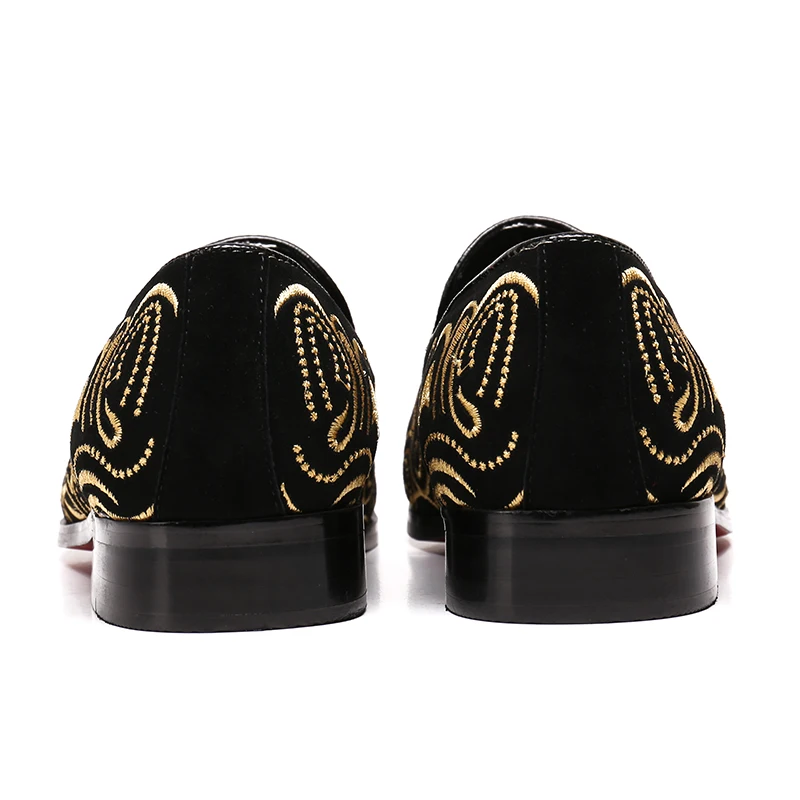 Модные Замшевые мужские мокасины с вышивкой Свадебная обувь для вечеринок