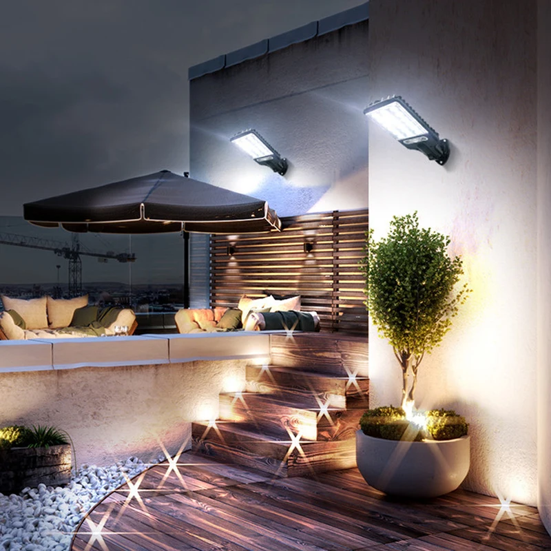 

LED Solar Street Lights Outdoor Garden Decoration Waterproof Wall Lamp With 3 Light Mode Waterproof Security Lighting for Yard