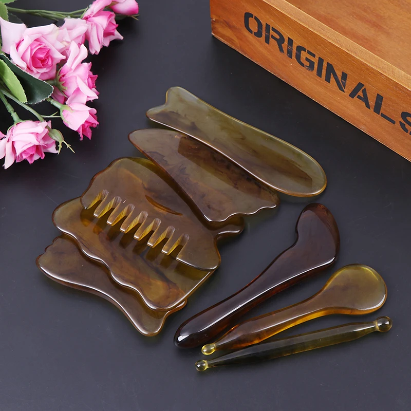 Jade Guasha Scraping Massage Scraper Natural Gua Sha Board Resin Acupoint Face Eye Care SPA Massager Acupuncture | Красота и здоровье