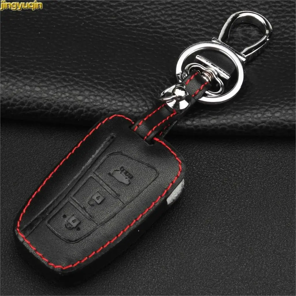 Jingyuqin 3 кнопки дистанционного Авто Кожаный чехол для ключей hyundai Santa Fe 2013 grand 2015