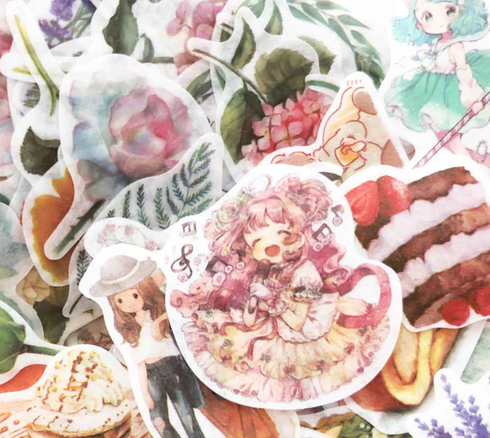 100 шт растение цветы кошка девочка домашнее животное мультфильм васи бумажные