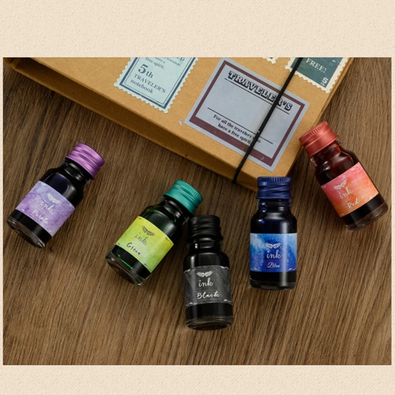 

Gothic Quill Pen Set Quill Ink Gothic Calligraphy Pen w/ 2 Straight Pen Rod 5 Colorful Ink Bottle Gift for Adults Kids