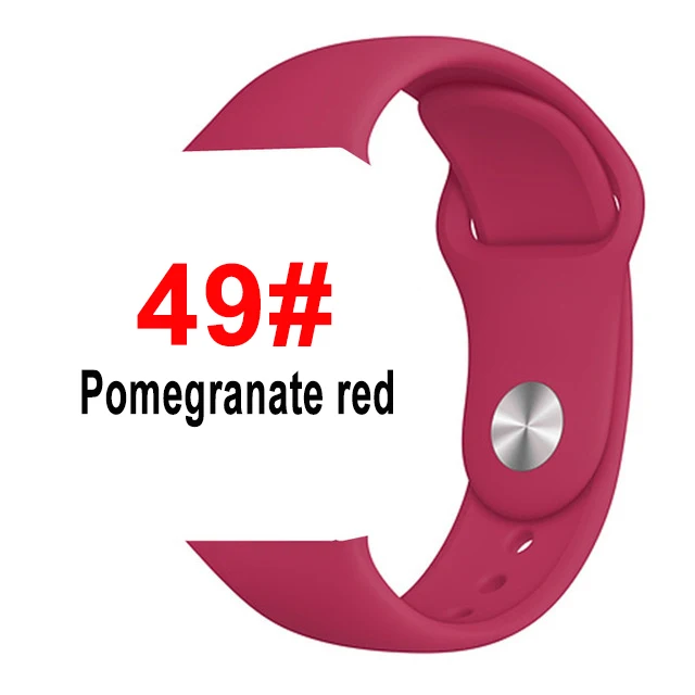 Спортивный мягкий силиконовый ремешок для Apple Watch, ремешок 44 мм, 40 мм, серия 5, 4, браслет для часов iWatch, ремешок 38 мм, 42 мм, 3, 2, 1, аксессуары - Цвет ремешка: 49 Pomegranate Red