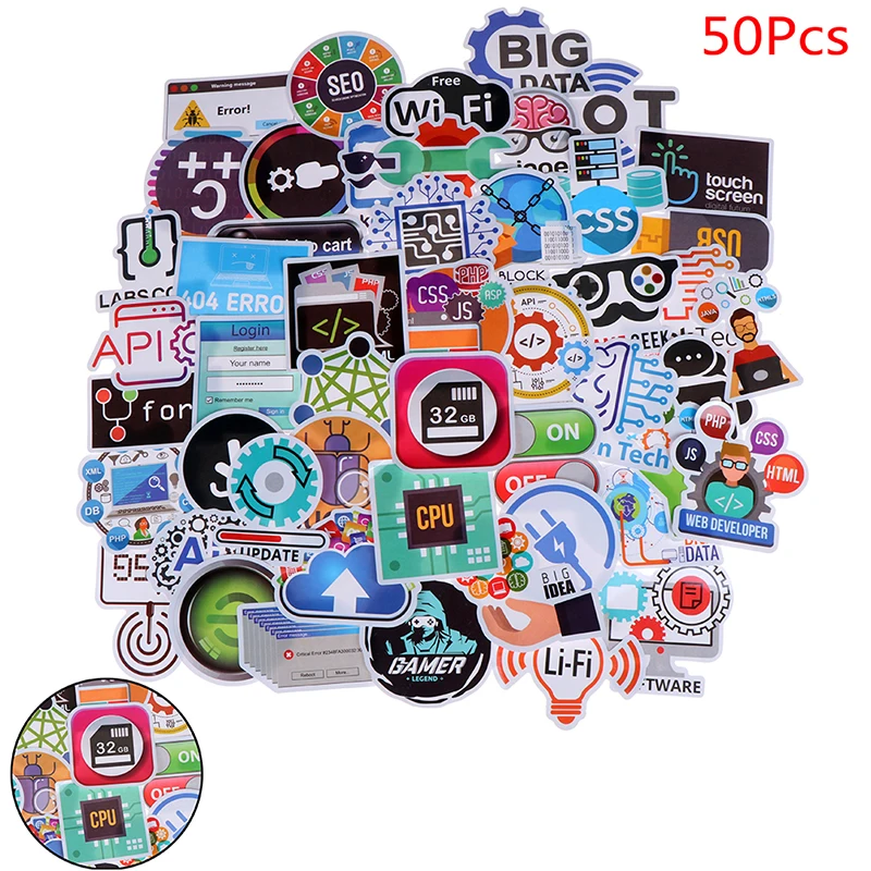 50 шт. языковая наклейка для программирования s интернет html-программное