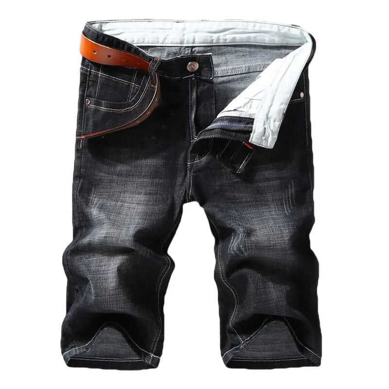 

Men Denim Shorts 2020 Summer New Style Thin Section Elastic Force Slim Fit Short Jeans Male Brand Clothing Black Blue