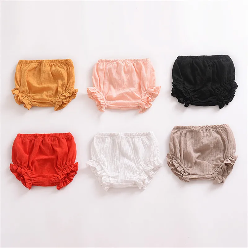 0-24Months Summer Kids Boys Shorts Solid Color Baby Girl Shorts Cotton Linen Bread short Pants Fashion Newborn Bloomers