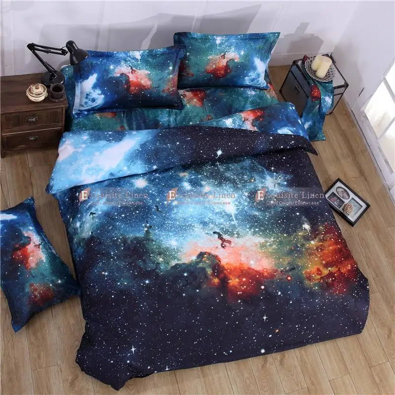 49 3D Hipster Galaxy Bedding Set Universe Outer Space Themed Galaxy Print Bed linen Duvet Cover Flast Sheet & Pillow Case