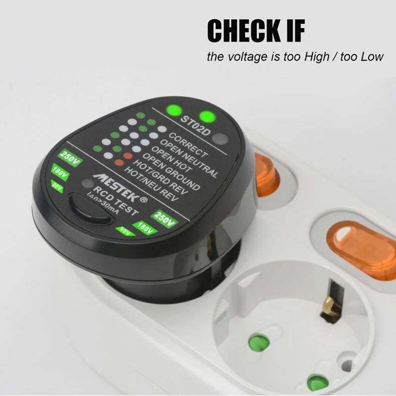 MESTEK ST02D Цифровой вольтметр тестер гнезда зарядное устройство докторский