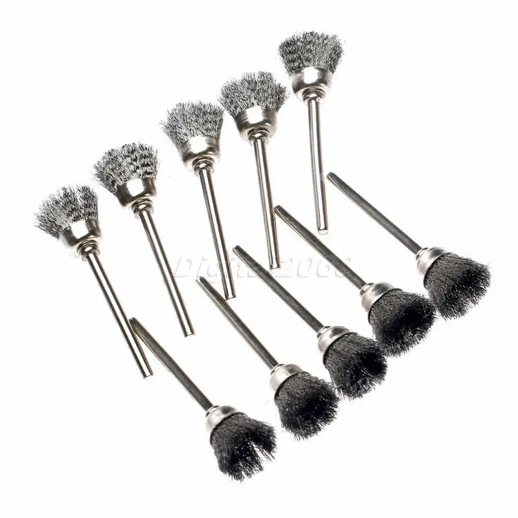 

bowarepro 10pcs Steel Wire Cup Brush Brushes Fit Dremel Tools Die Grinder Foredom Rotary Grinder Shank 15 mm