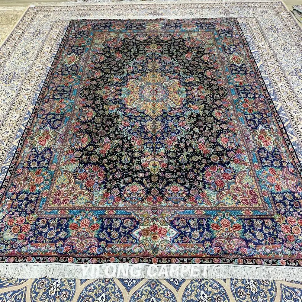 Yilong 6 'x 9' ручной вязки персидский коврик Синий Шелковый работы (ZSH005A) | Дом и