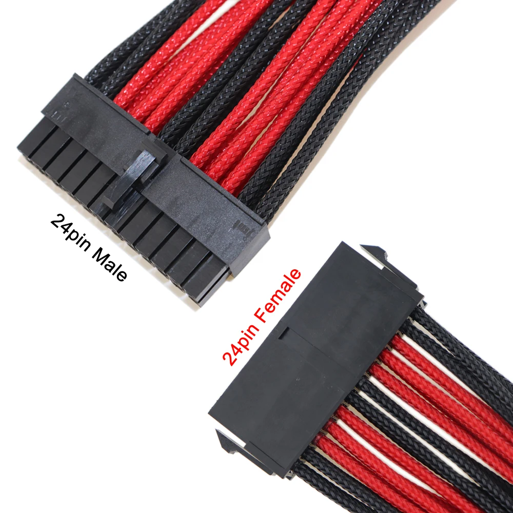 ATX 24 контакта штекер гнездо Премиум индивидуальный нейлоновый рукав удлинитель