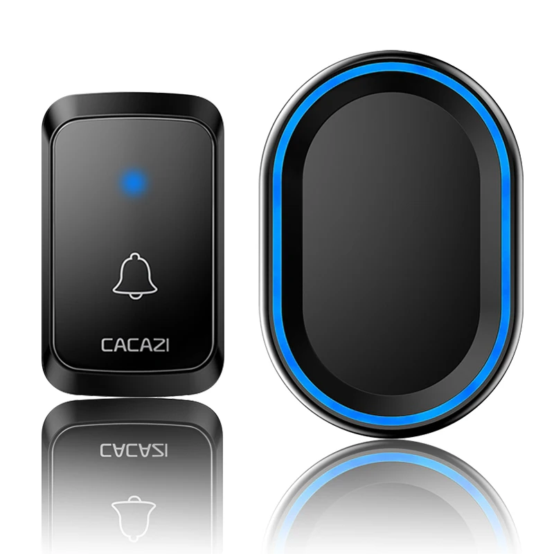 1 button 1 receiver CACAZI умный дом Добро пожаловать беспроводной дверной звонок Водонепроницаемый 1 2 кнопки 1 2 приемник США ЕС Великобритания штекер светодиодный светильник дверной Звонок - Цвет: 1 button 1 receiver