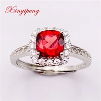 xin yipeng gemstone jewelry real s925 sterling silver inlaid natural garnet rings fine wedding gift free shipping for women