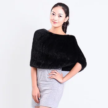 Женская шаль из меха норки зимняя натурального шарф ручные вязаные шарфы