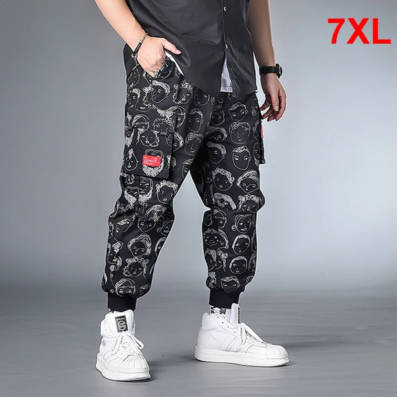 

Hip Hop Streetwear Character Printing Pant Men Oversize Cargo Pants Sweatpants Male Jogger Trousers Plus Szie 6XL 7XL