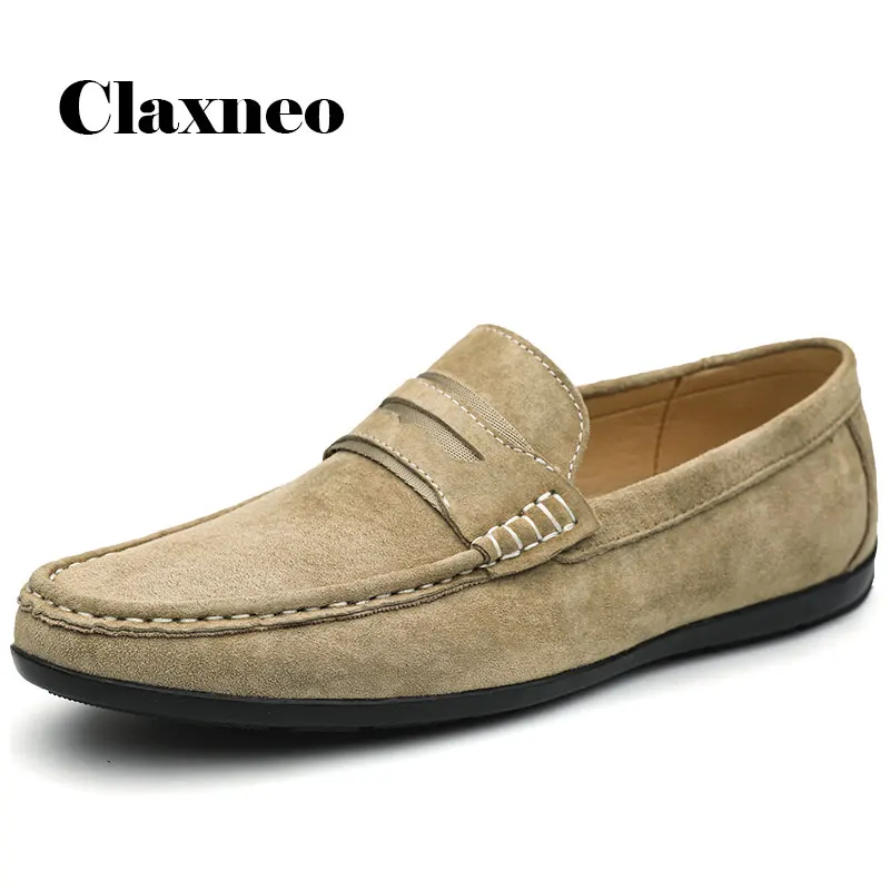 

Man Boat Shoes Suede Leather Loafers Slip on 2021 Summer Men's Leisure Shoe Khaki Design Fashion Flats Moccasins Breathable Soft