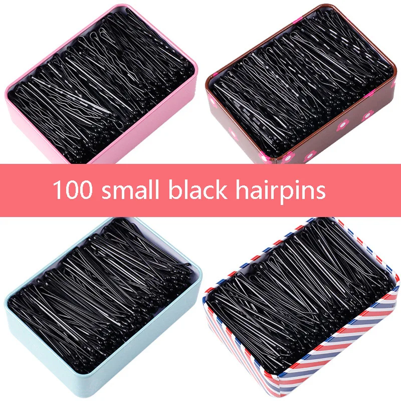 

100pcs/box 5.5cm Black Hair Clip Wavy Grips Hairstyle Hairpins Women Bobby Pins Styling Hair Accessories(Random Box Style)