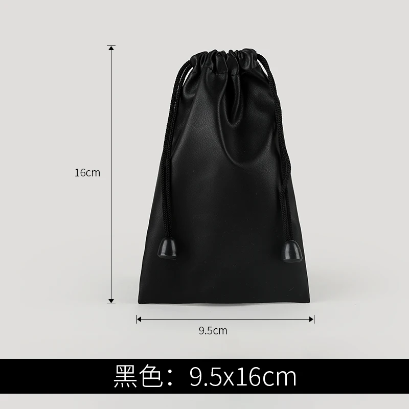 black9.5x16cm Высокое Качество Пользовательский логотип сумка из искусственной кожи шнурок сумки гарнитура Кабель для передачи данных Водонепроницаемый хранения струнная сумка для подарков - Цвет: black9.5x16cm
