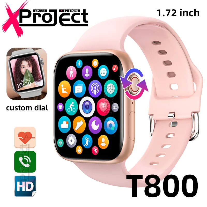 

T800 Smartwatch Men 1.72 Inch Screen Bluetooth Call DIY Watch Face Smart Watch Women Watches For Android pk T500 T600 W26 W46 X7