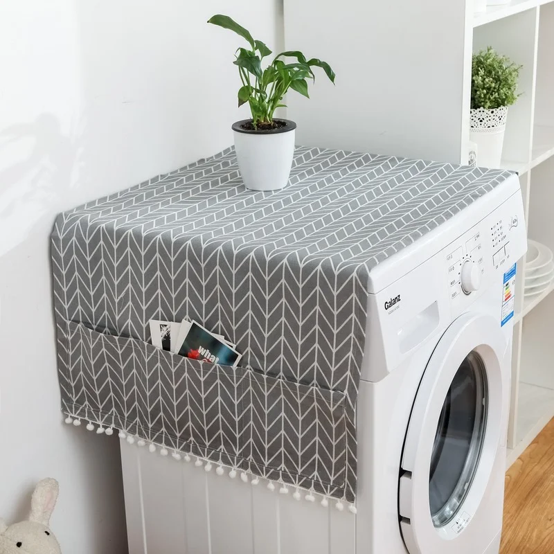 

Geometric refrigerator cloth single door refrigerator dust cover rural double open towel washing machine cover towel 1