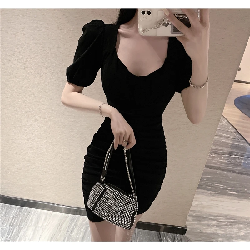 

Real Shot Cotton Low Collar Handsome Hong Kong Style Short Sleeve Puff Sleeve