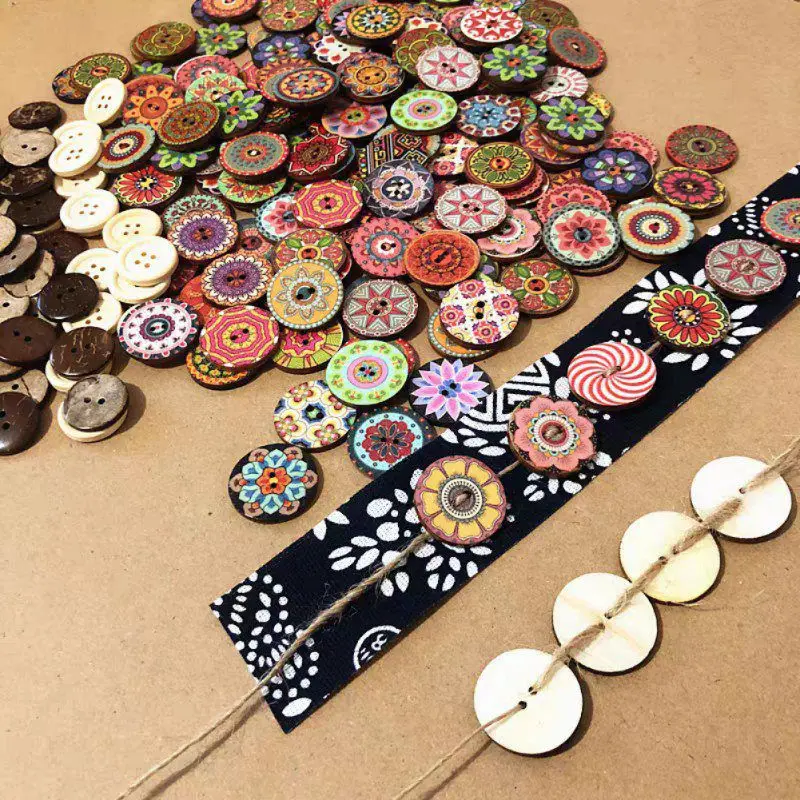 Деревянные пуговицы в стиле ретро 20 мм деревянная пряжка с двумя глазами для