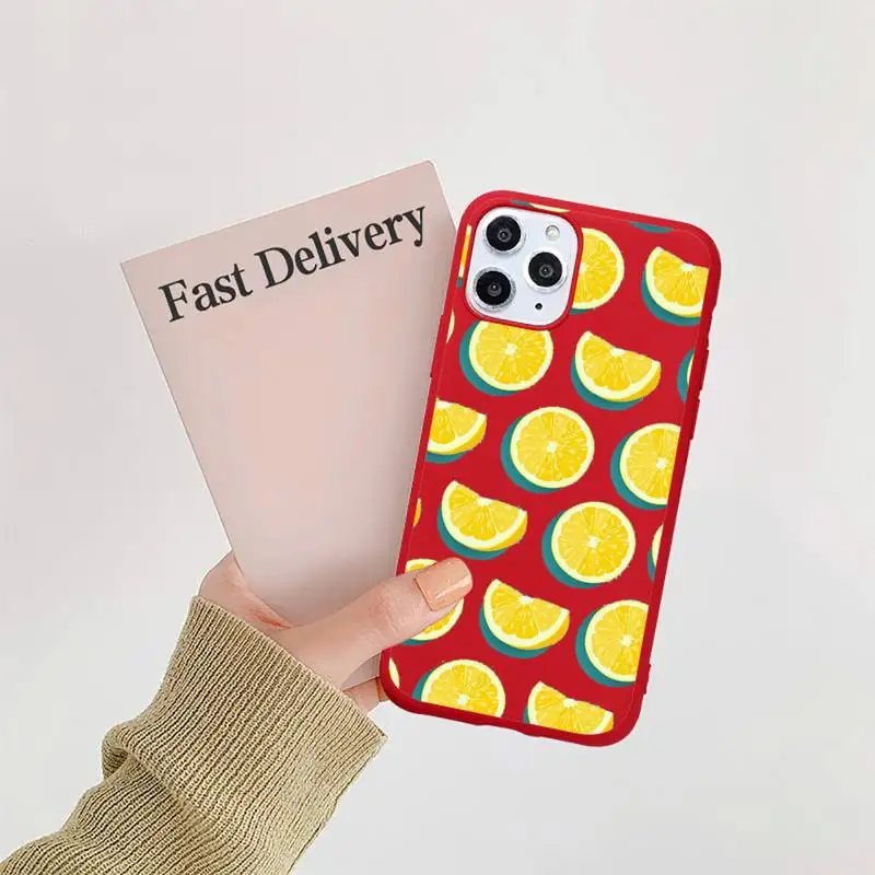 

Summer Fruit Watermelon Lemon Phone Case Candy Color Red for iPhone 11 12 pro XS MAX 8 7 6 6S Plus X 5S SE 2020 XR