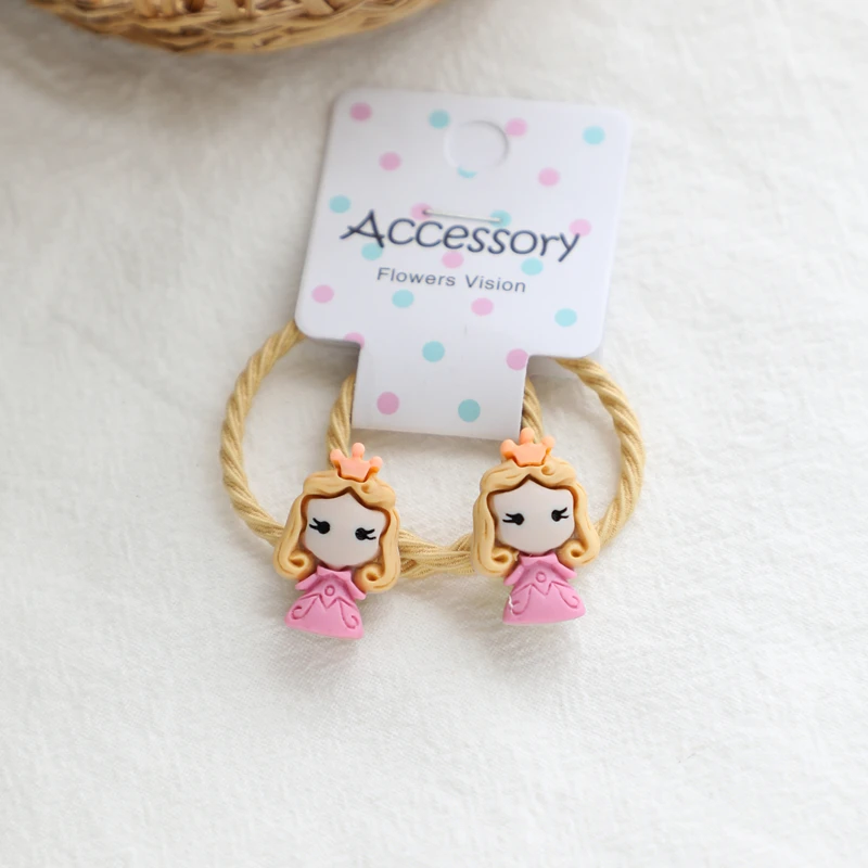 Hair Ropes F 2 шт. европейские американские принцессы BB заколки для волос Детские эластичные детские ленты для волос головной убор Детские веревки для волос аксессуары для волос для девочек - Цвет: Hair Ropes F