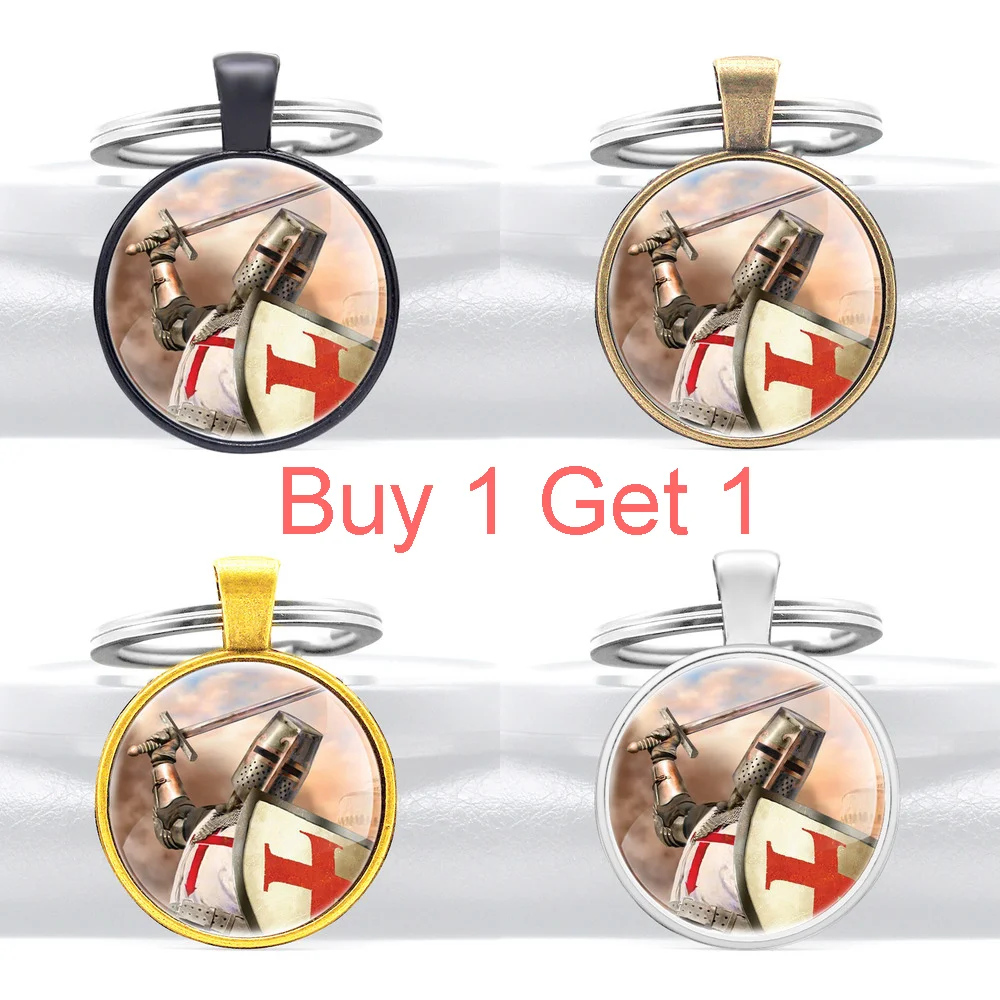 

Купите 1 и получите 1 классические строительные цепочки Brave Knight Templar, винтажные мужские и женские Брелки с крестом