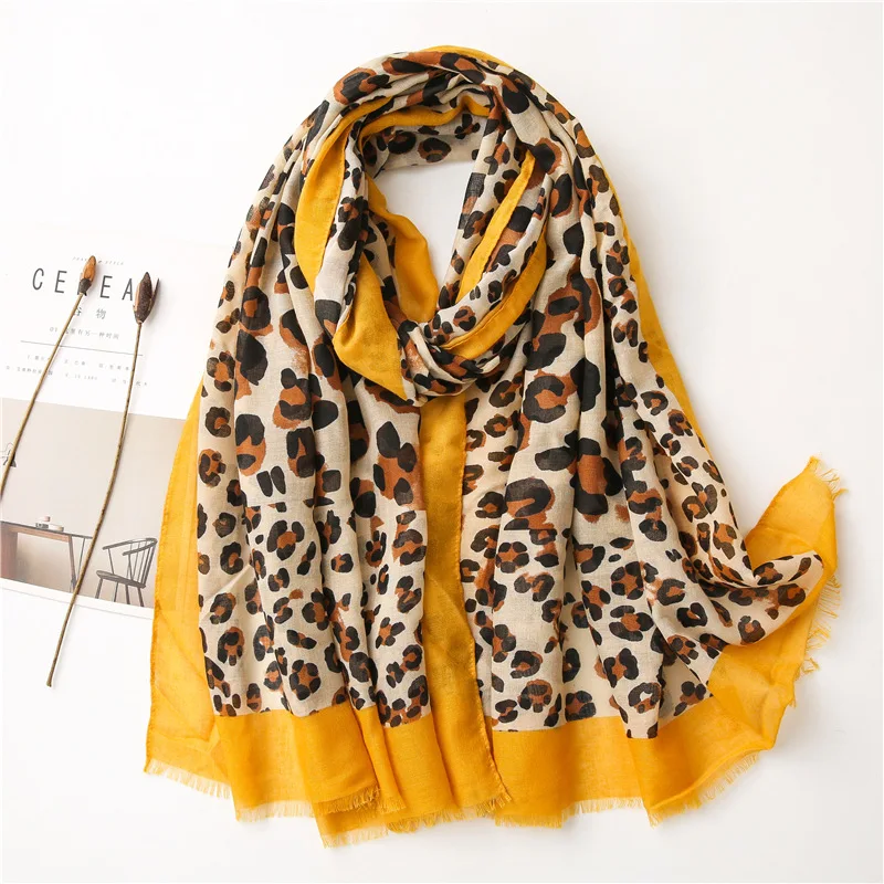 

Women New Fashion Leopard Dot Fringe Viscose Shawl Scarf Spain Brand Designer Muffler Headband Sjaal Muslim Hijab Sjaal 180*90Cm