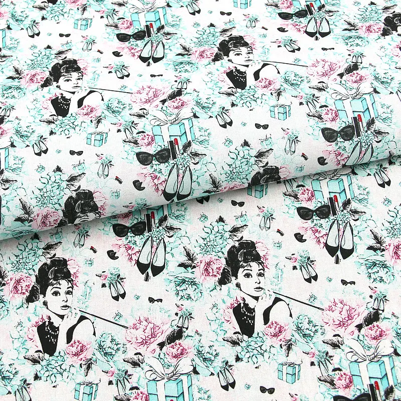 

Cartoon Audrey Gift Box 100% Cotton Fabric for Patchwork Hometextile Backpacks Slipcover Doggy Clothes DIY Material