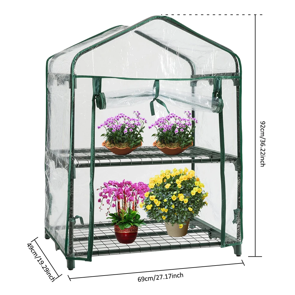Two Floors Green Household Plant Greenhouse Mini Garden Warm Room PVC 92x69x49CM |