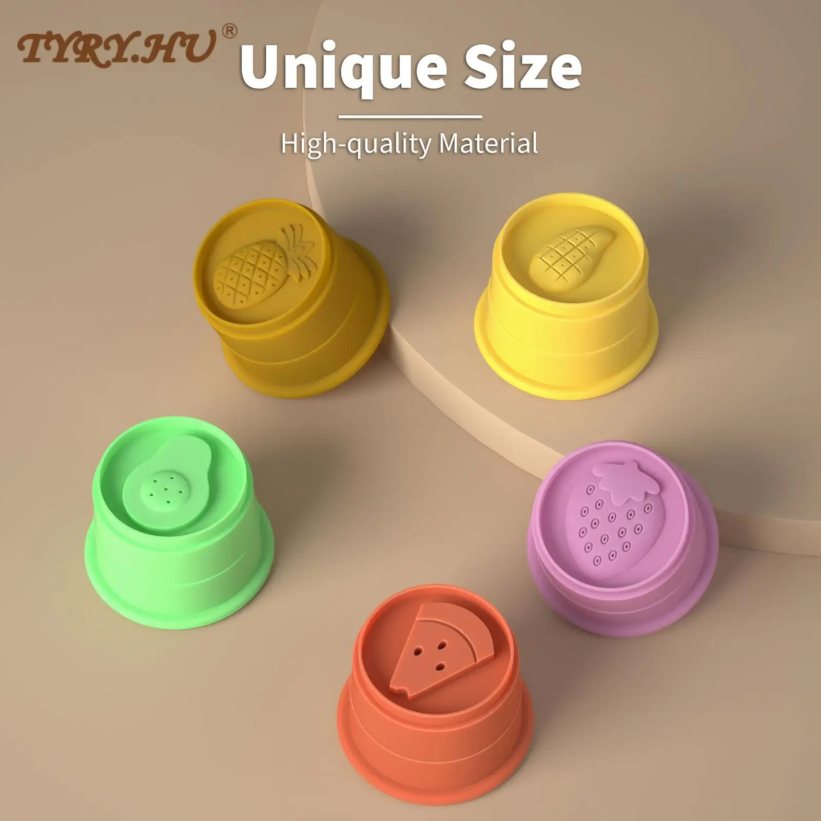 

Развивающие игрушки Монтессори, детская силиконовая Штабелируемая чашка, красочный Интеллектуальный подарок, складная башня, игрушки для ...