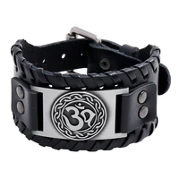 vintage braided cowhide bracelet hot sale accessories nordic viking mens leather bracelet