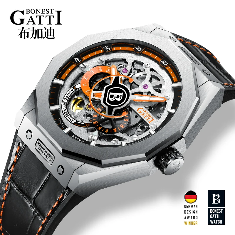 

GATTI New Men Watch Sports Top Brand Sport Waterproof Black Watches For Men Relogio Masculino Mechanical Watch Wristwatch