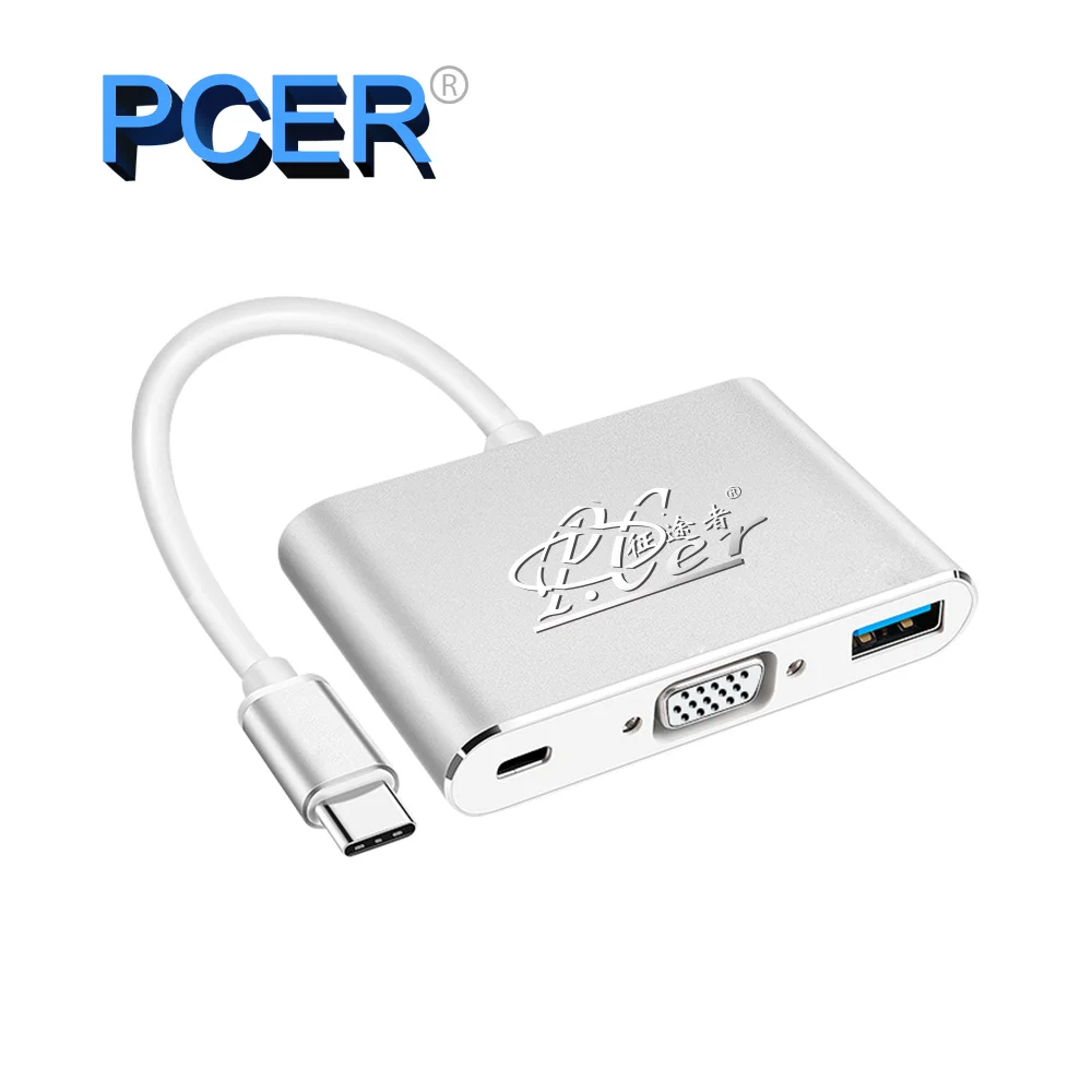 

USB C VGA PD USB3.0 type c to VGA+USB3.0+PD port type c usb c adapter for macbook pro huawei matebook samsung S8/S9 converter