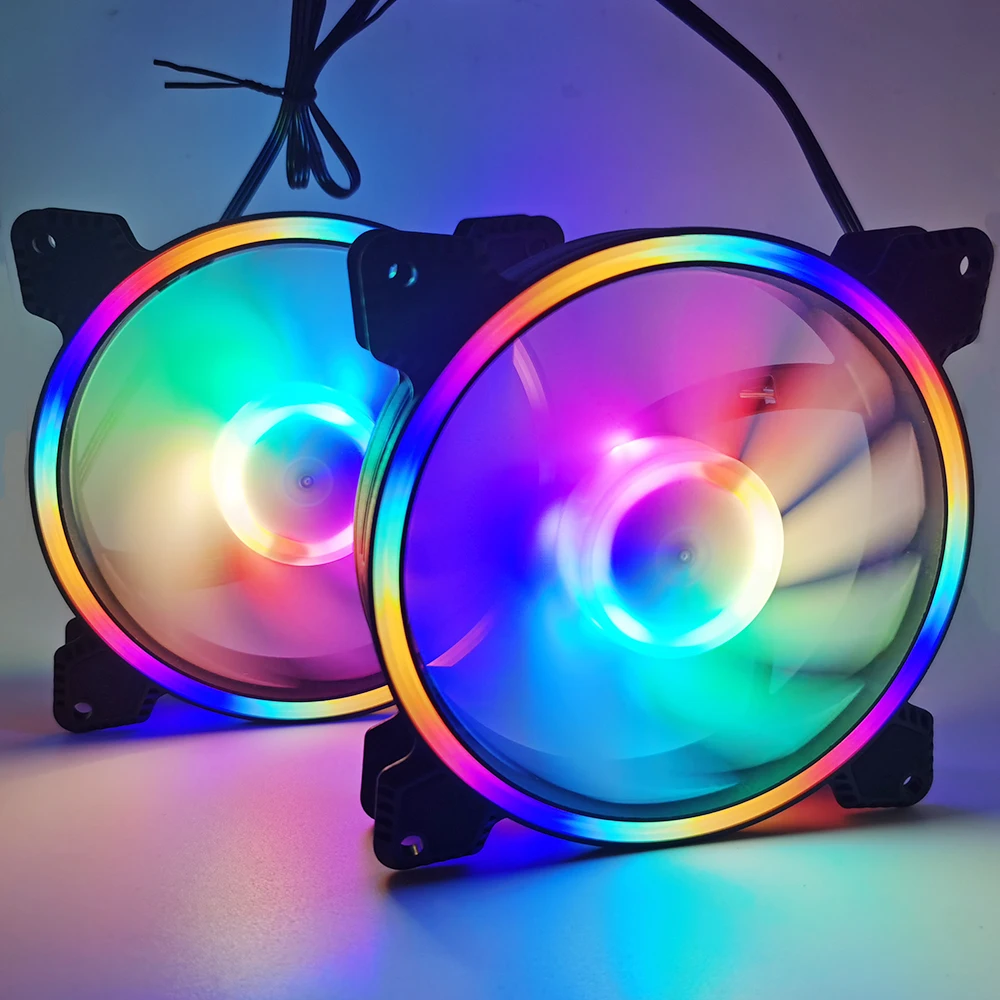 

1PCS solar eclipse chassis 12CM cooling fan 120mm Quiet Remote Computer Cooler Cooling RGB Case Fans double connector
