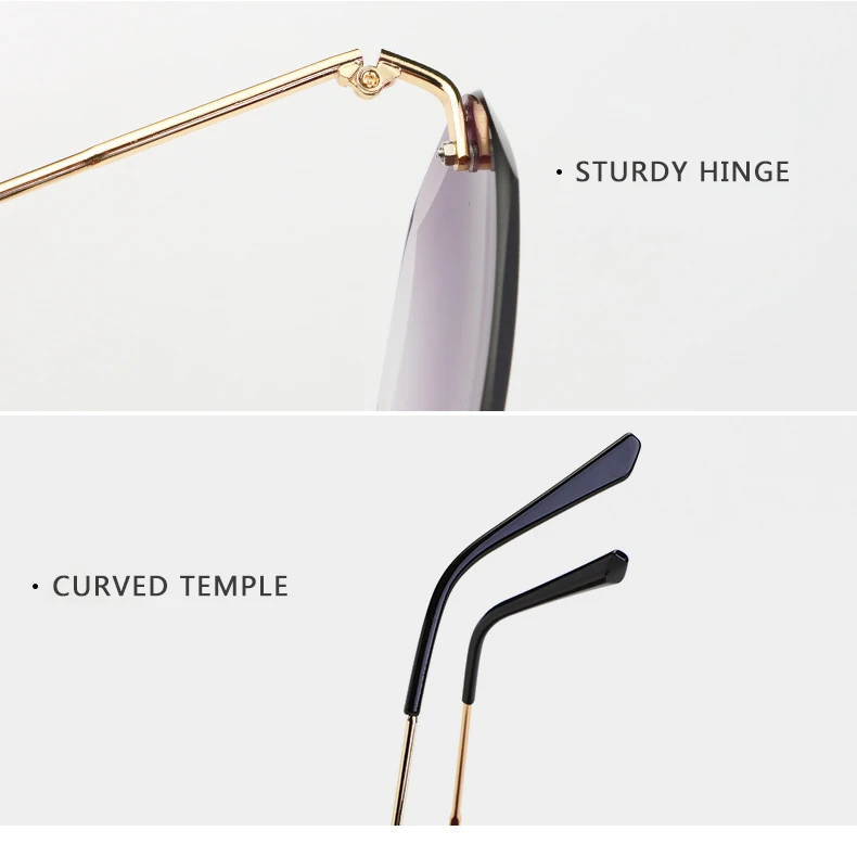 

Fashion Sunglasses Women Brand Designer Rimless Gradient Sun Glasses Shades Cutting Lens Ladies Frameless Metal Eyeglasses UV400