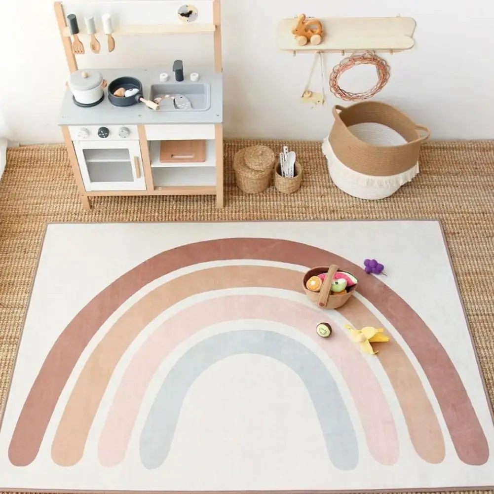 

Fashion Square Rainbow Carpet Home Bedroom Living Room Bedside Mats Children's Play Crawling Carpet