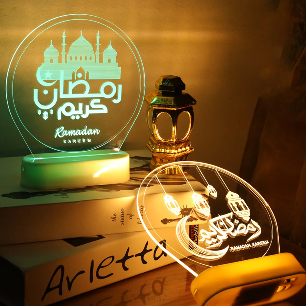 

Ramadan Decoration LED Lights Desktop 3D Illusion Led Night Light Remote Control Colorful Lamp Islamic Eid Mubarak Ramadan Gifts